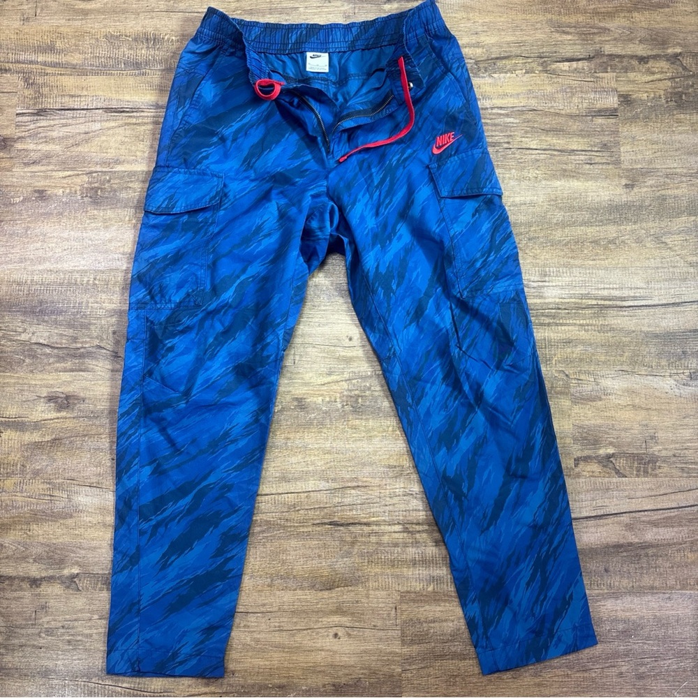 Nike Blue Cargo Pants with Red Accents